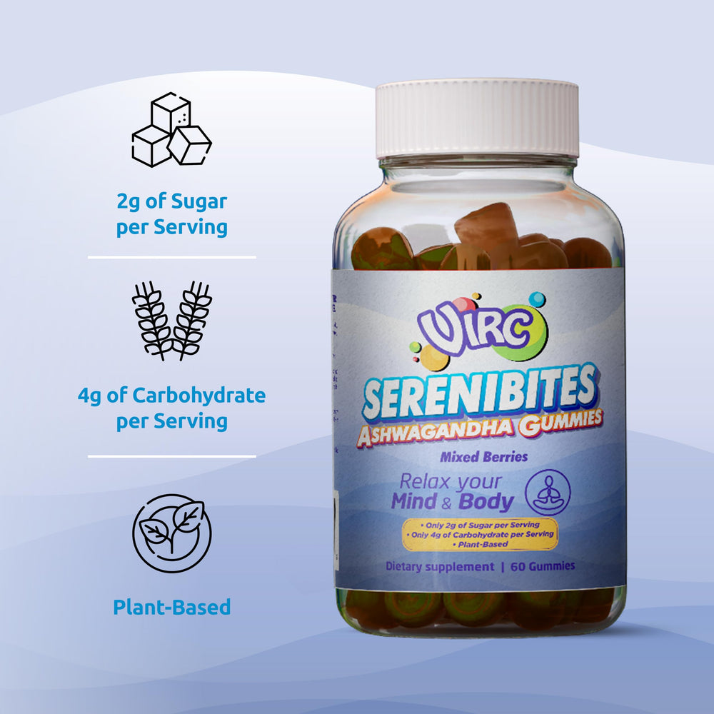 VIRC Ashwagandha Gummies mixed berries flavor on a bright background.