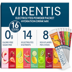 VIRENTIS electrolytes lemon lime packet for quick hydration on the go
