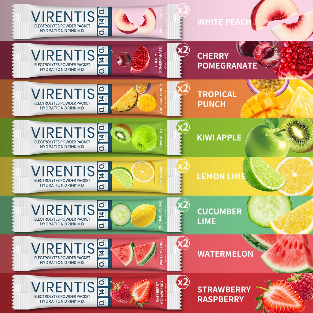 VIRENTIS electrolytes raspberry strawberry packet flavorful rehydration after activity