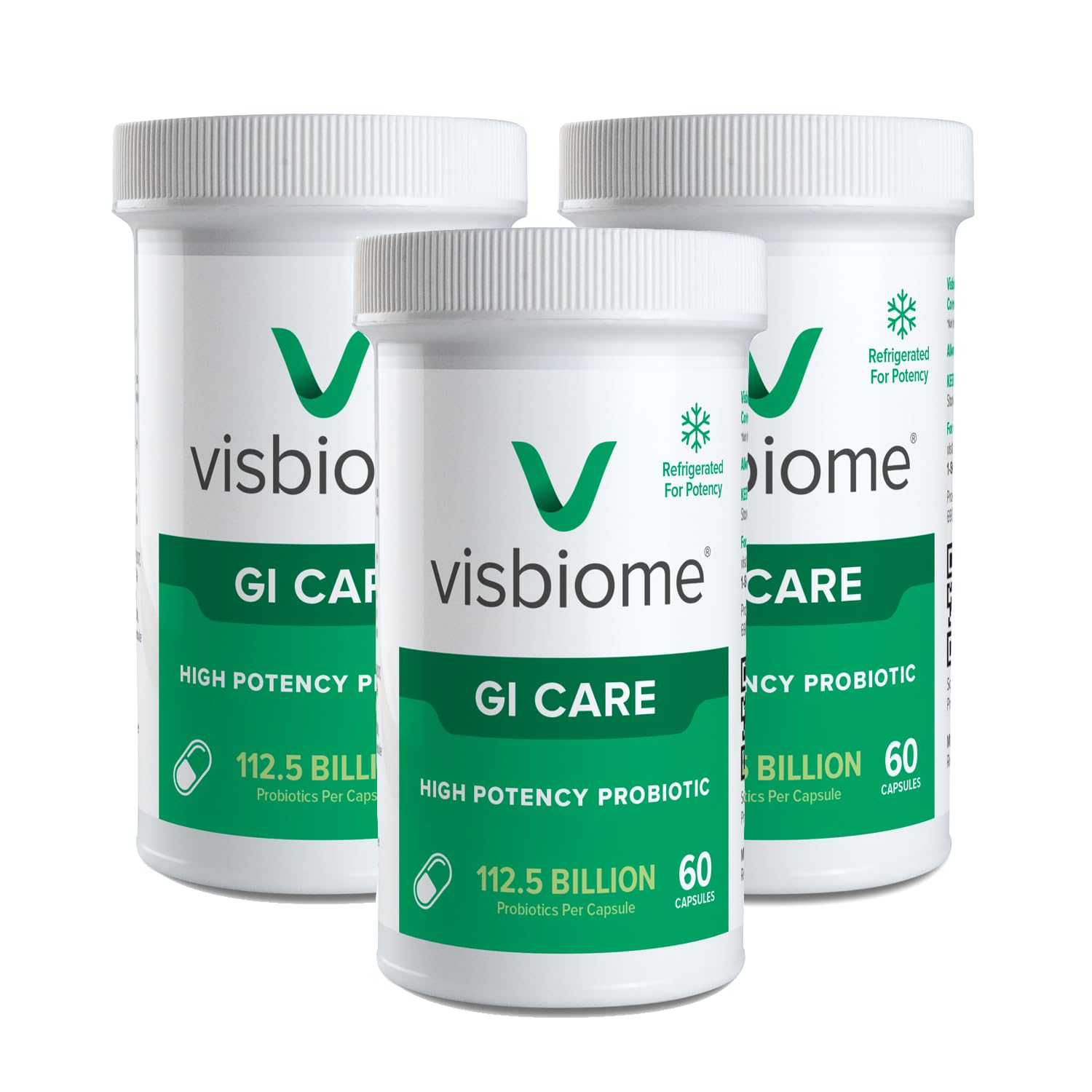 Visbiome GI Care front packaging showing capsules for structured gut support