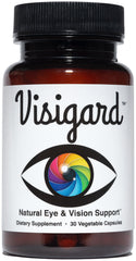 Visigard bottle on table, convenient eye health supplement for daily use.