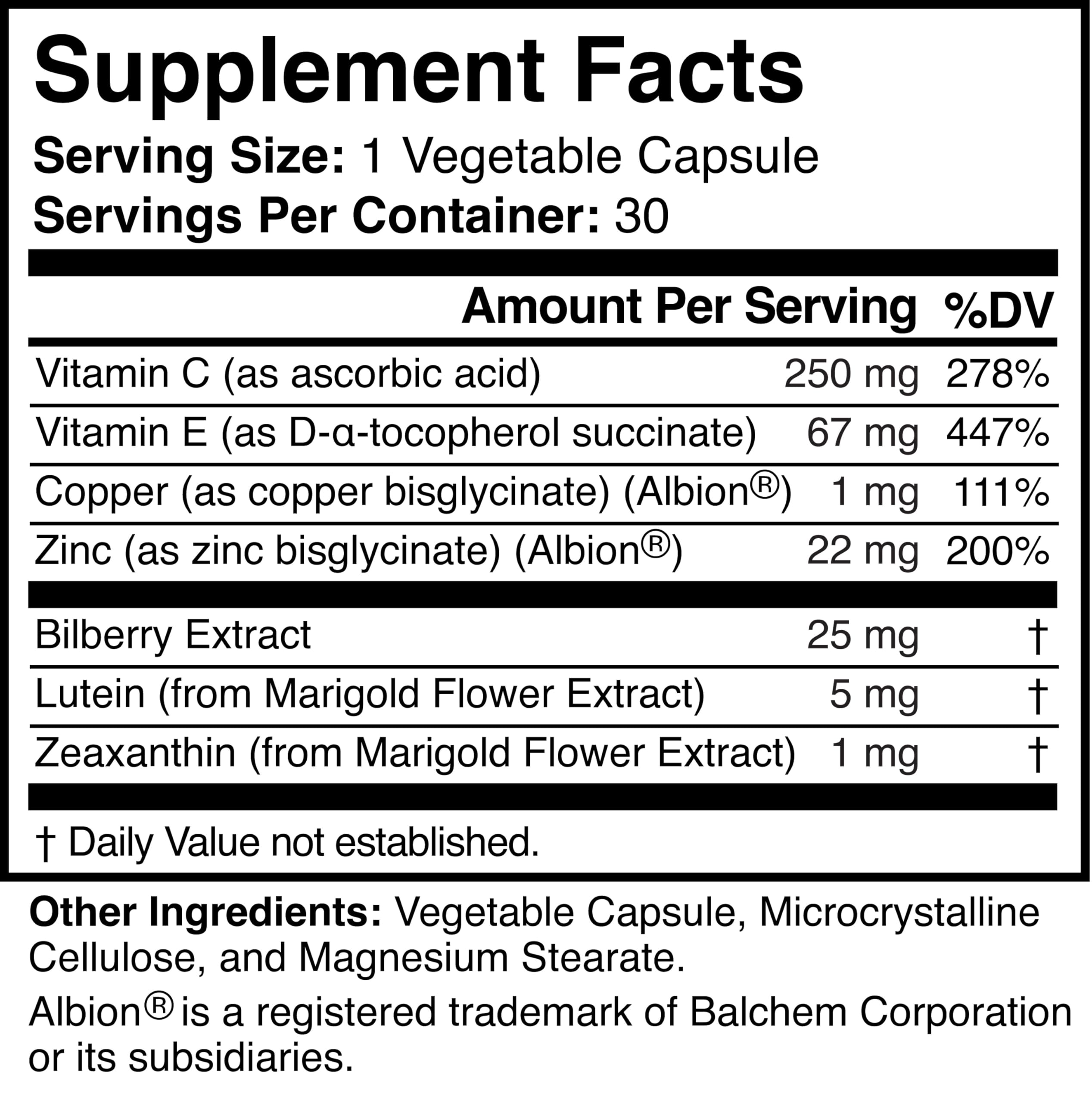 Visigard ingredient blend showcasing natural botanicals for eye health.