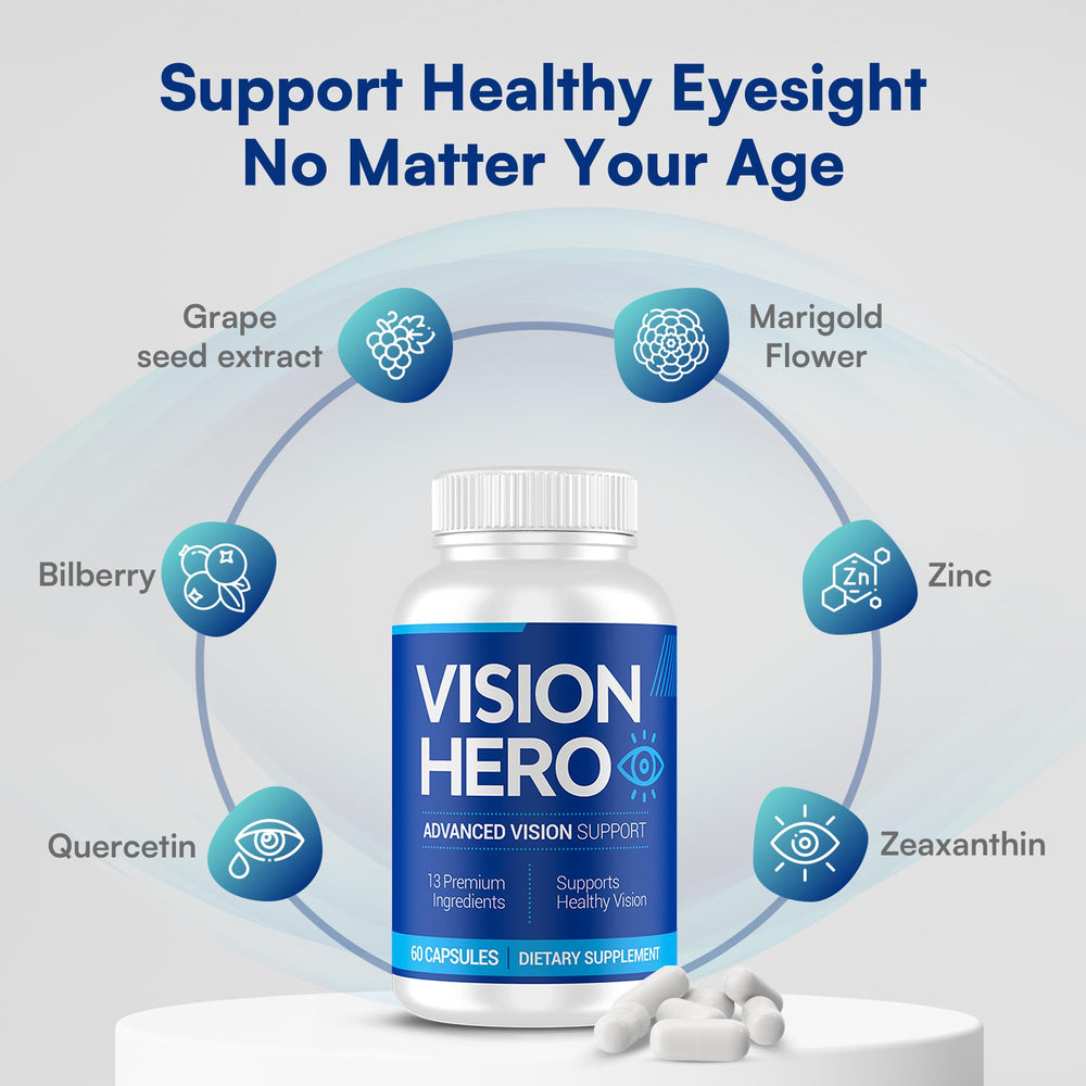 Vision Hero Advanced Vision pack of two bottles for convenient daily use.