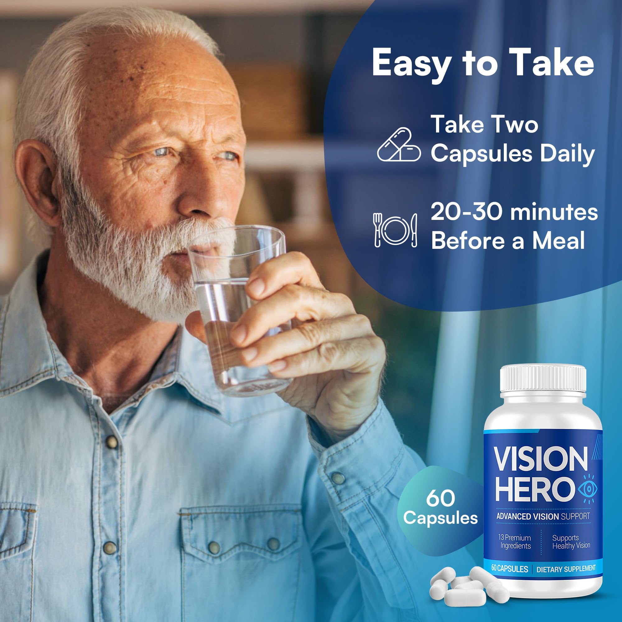Vision Hero zeaxanthin-based formula closeup with visual support benefits.
