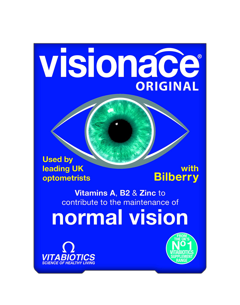Visionace Original bottle side view for easy daily intake.