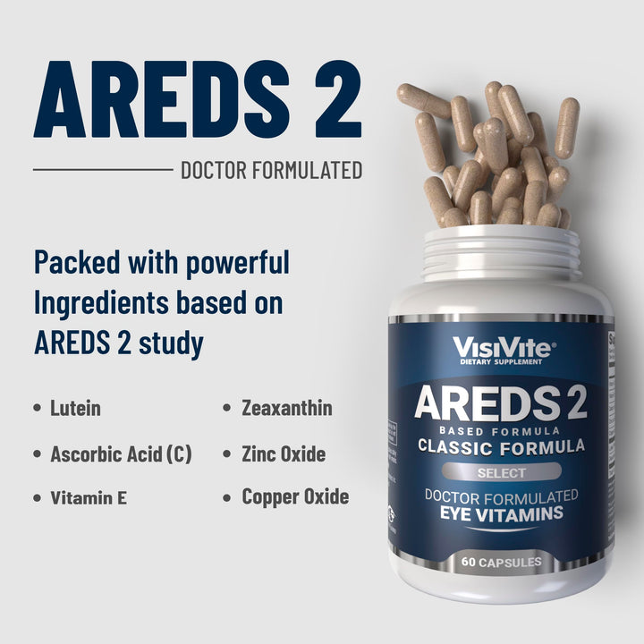 VisiVite AREDS2 capsules close-up highlighting vegan eye support
