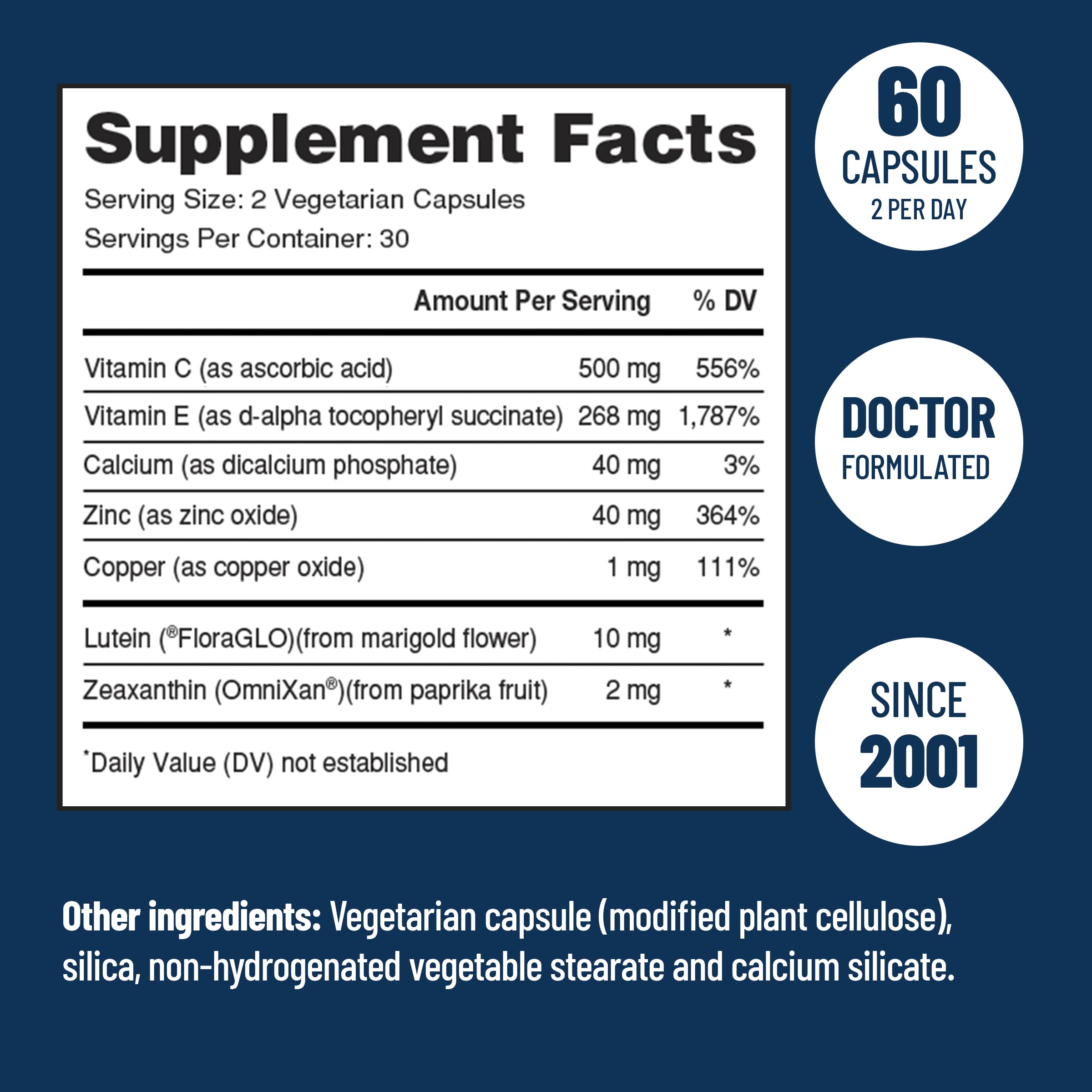 VisiVite AREDS2 ingredients highlight zinc, copper, vitamins C and E
