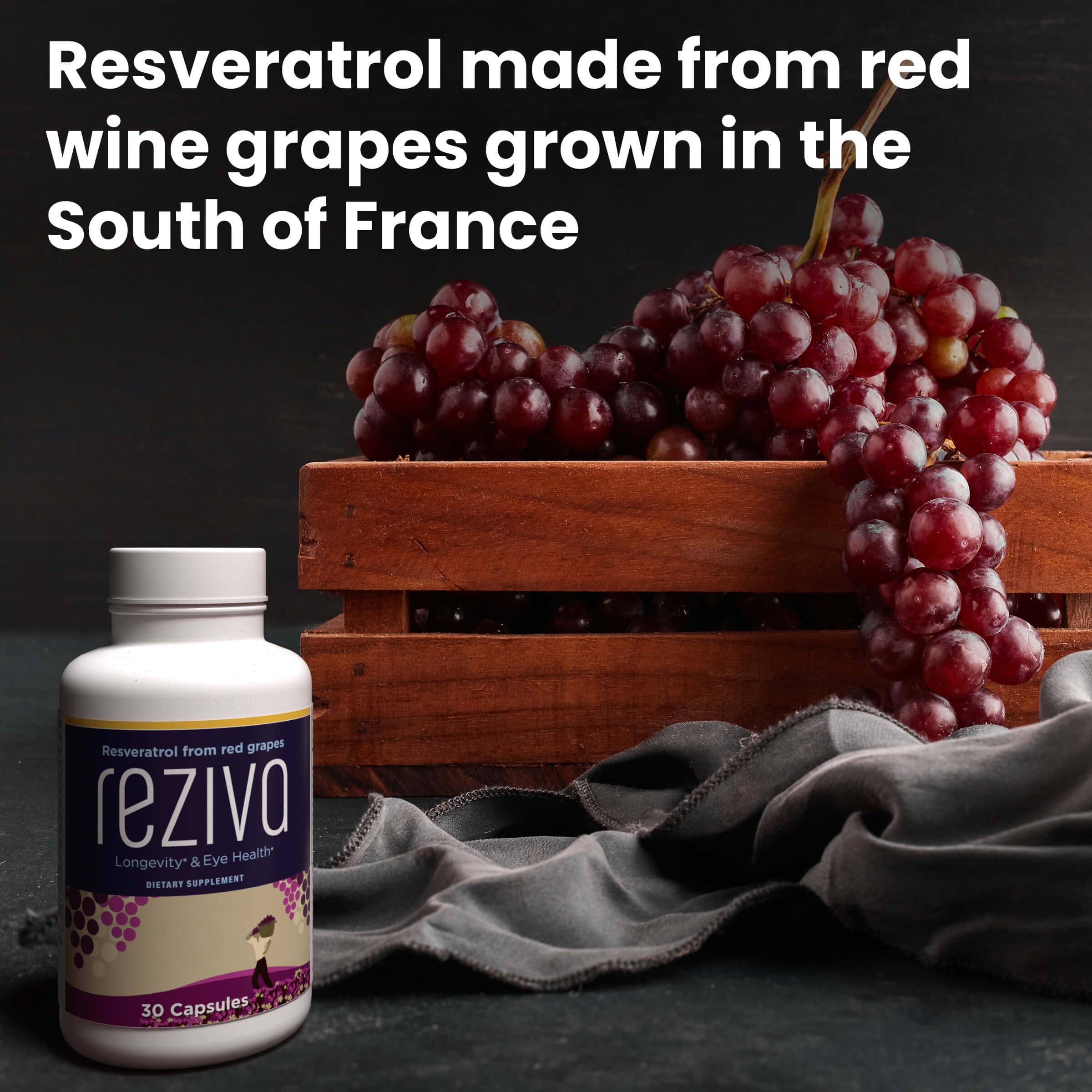 VisiVite Reziva grape seed-resveratrol blend suggesting ocular and heart support