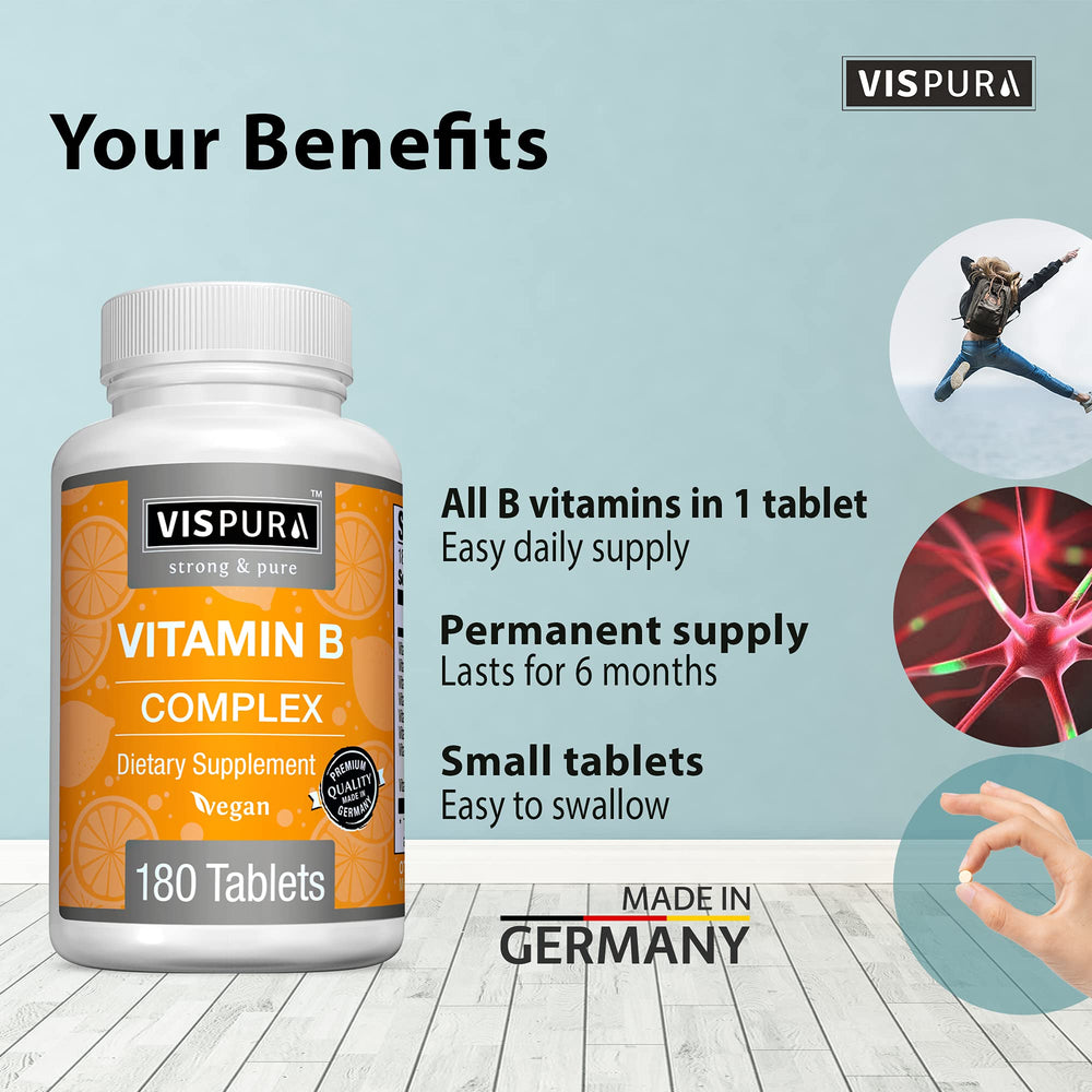 VISPURA Complejo B: cápsulas detalle, vitaminas B1–B12 para rendimiento.
