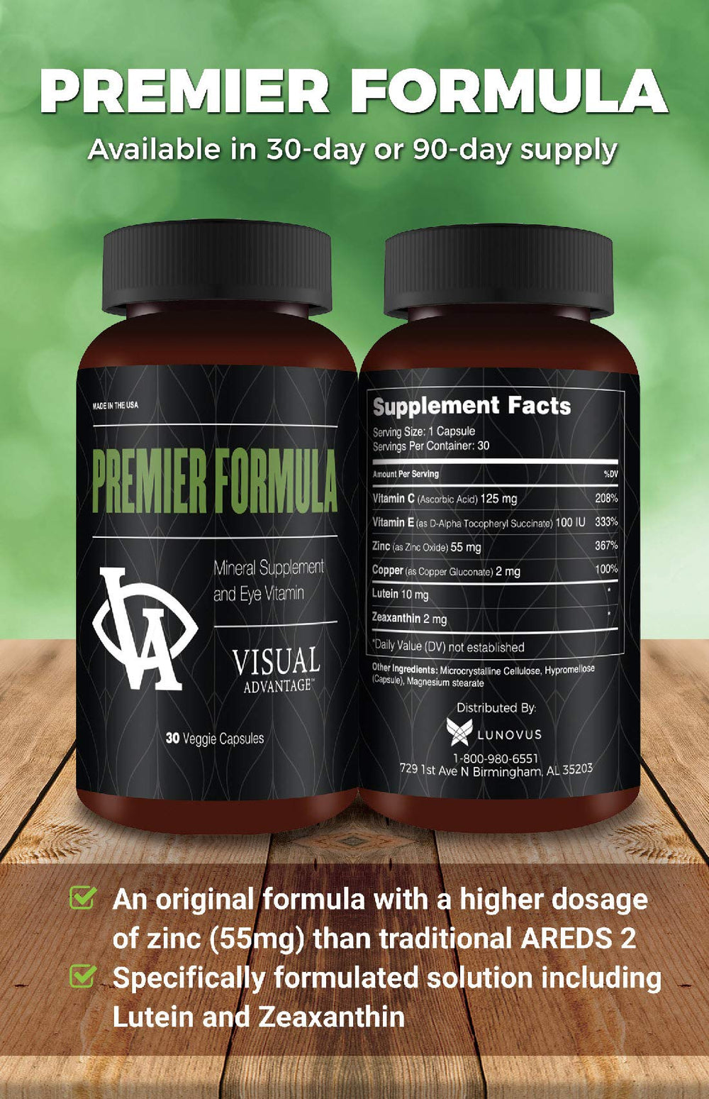 Visual Advantage Premier Eye Health daily capsule supports a simple one-per-day routine