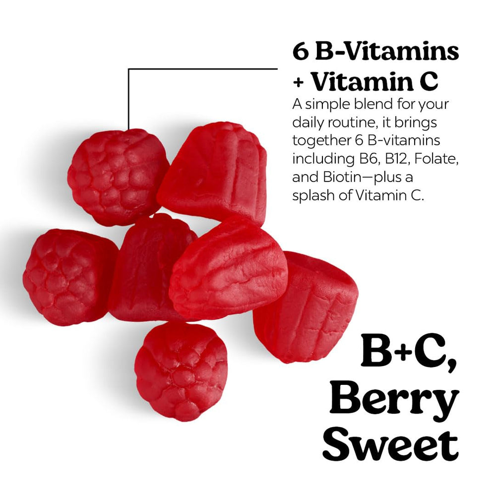 VITA GLOBE B-Complex gummies dispensing scene suggests easy daily intake