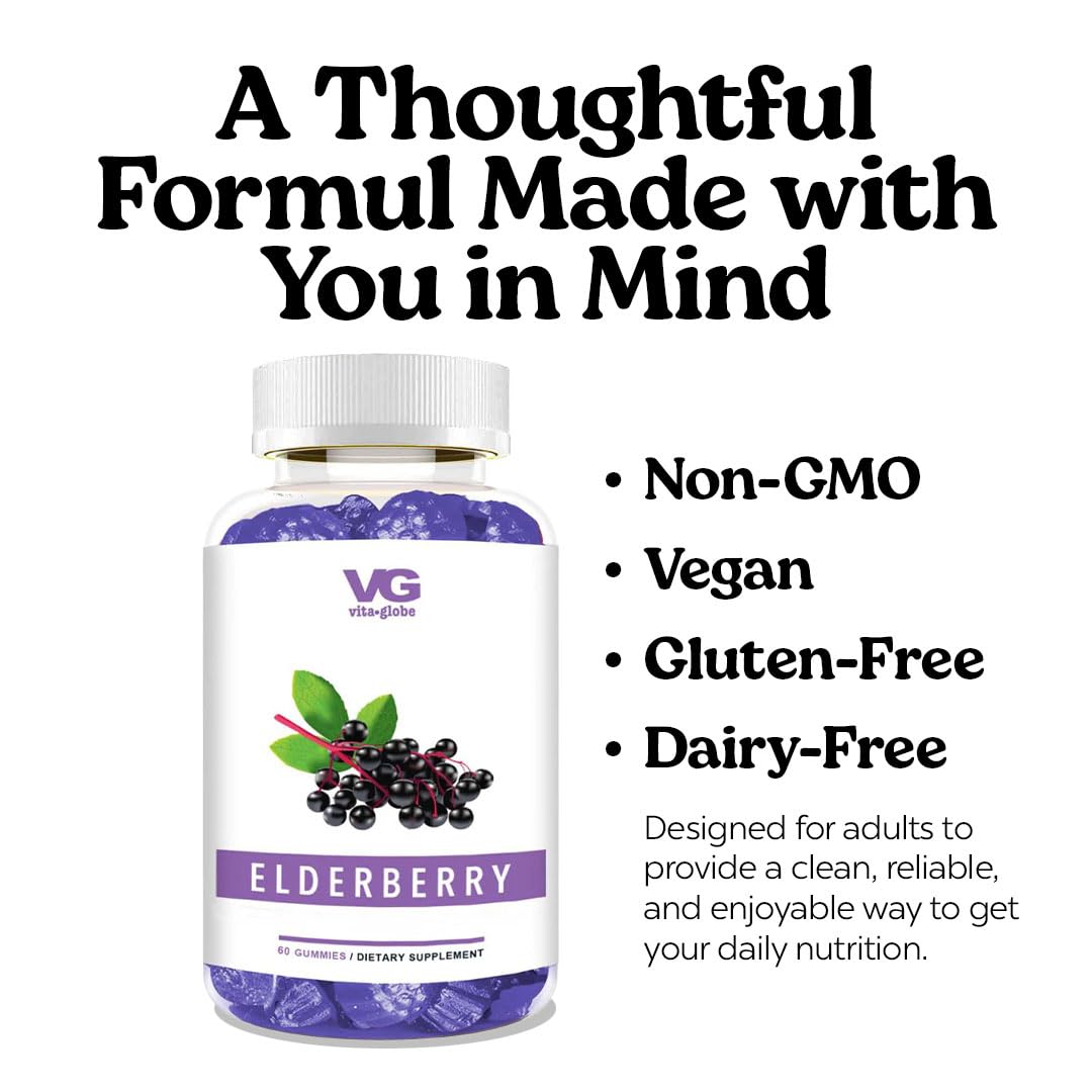 VITA GLOBE Elderberry Gummies daily-use bottle with convenient chewables for routine wellness