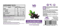 VITA GLOBE Elderberry Gummies label closeup highlighting vitamin C and zinc