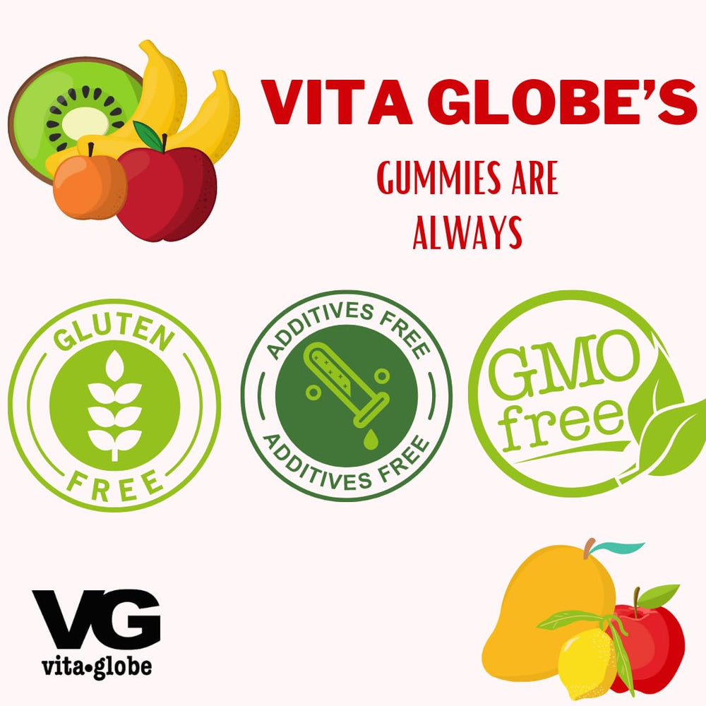 VITA GLOBE kids-friendly gummies with family images.