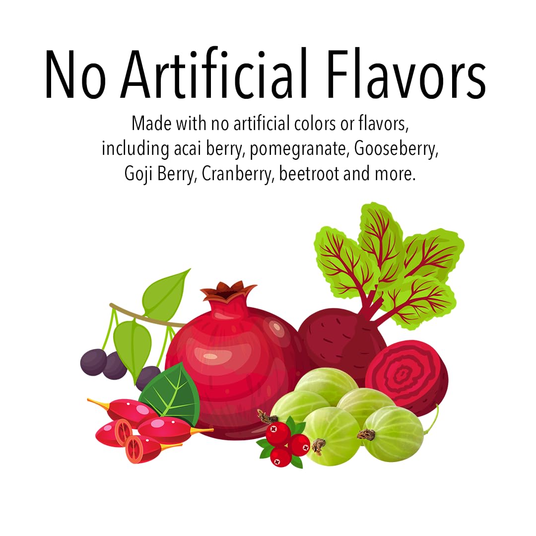 VITA GLOBE ingredients list highlighting acai, pomegranate, gooseberry.