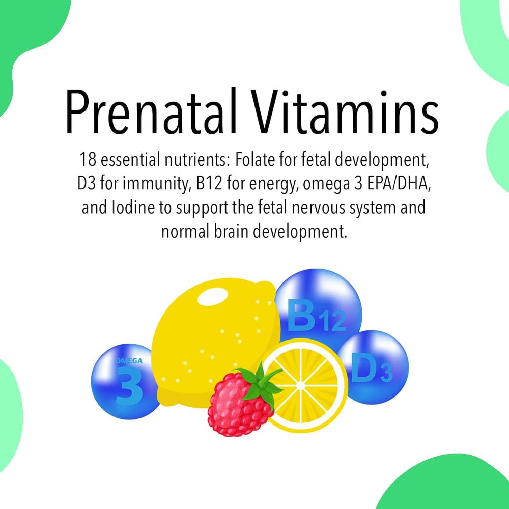 VITA GLOBE Prenatal gummies label closeup with vitamin details.
