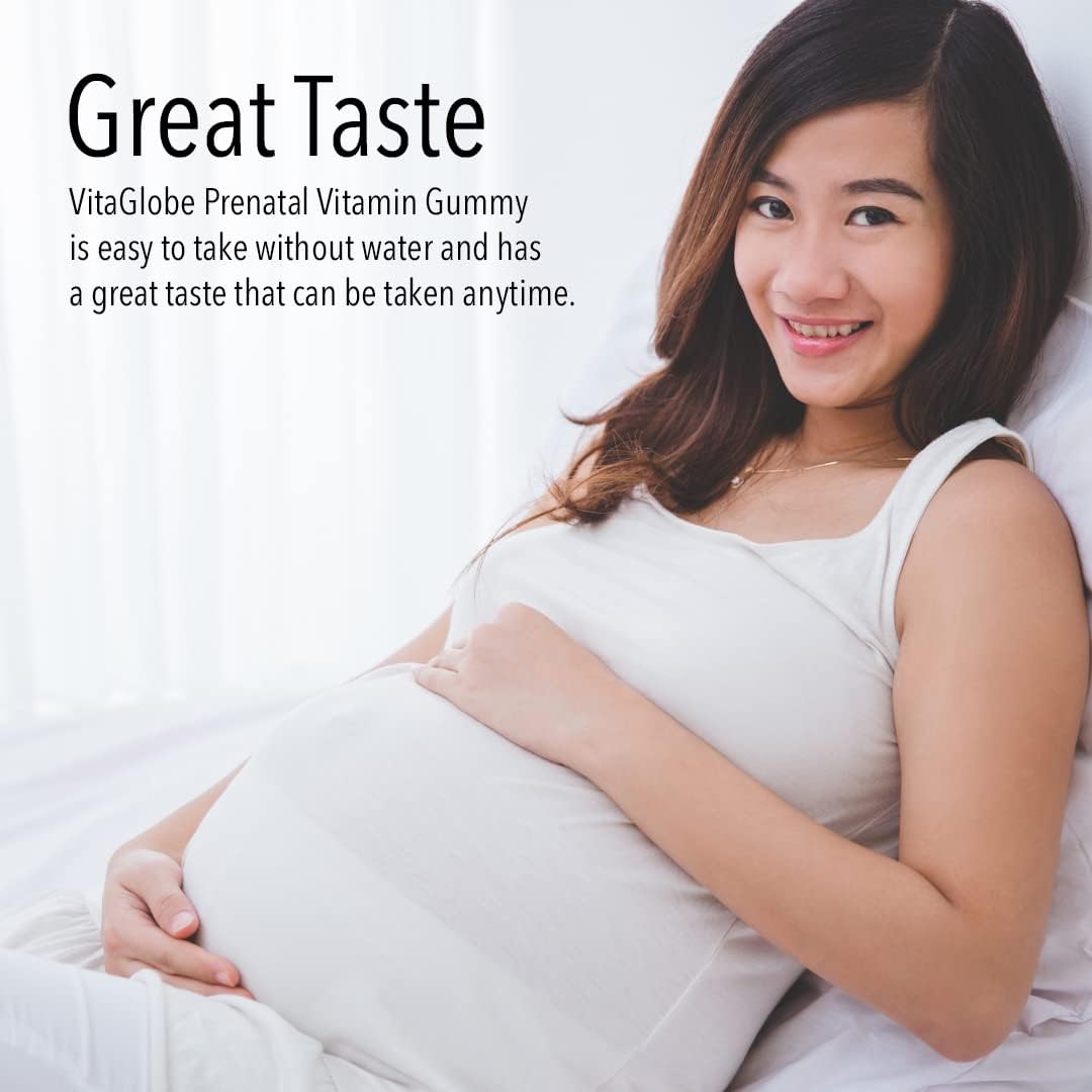 VITA GLOBE Prenatal gummies packaging with nutrition facts.