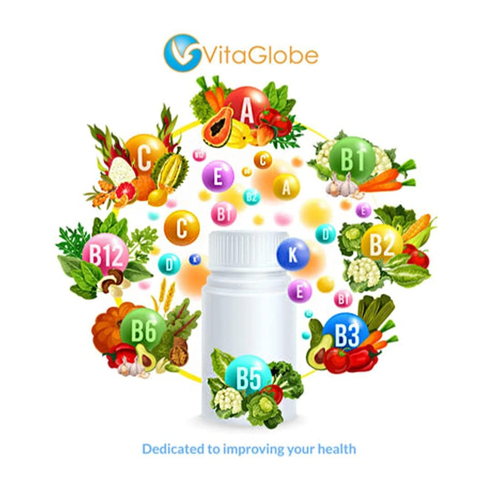 VITA GLOBE travel-friendly bottle on a desk for on-the-go use.