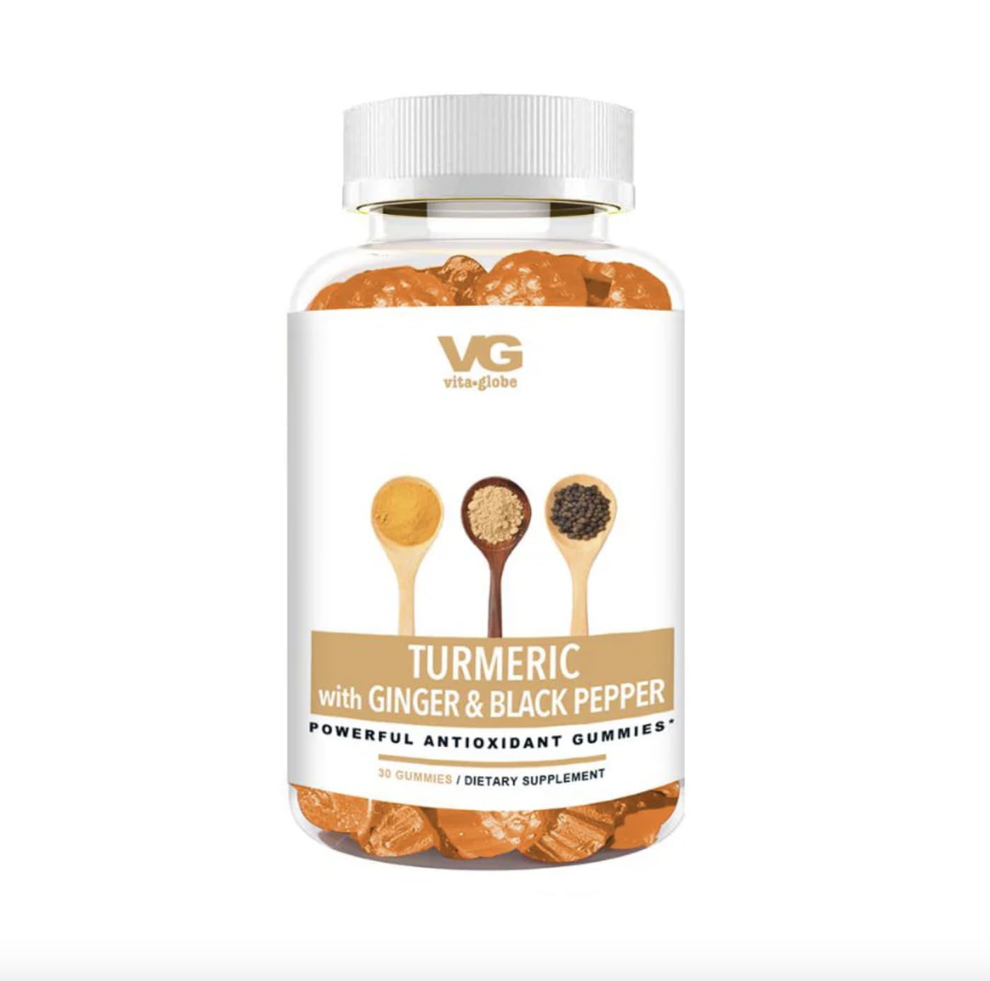 VITA GLOBE turmeric gummies bottle front for easy daily wellness