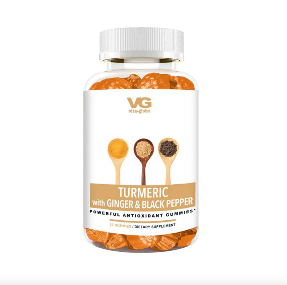 VITA GLOBE turmeric gummies bottle front for easy daily wellness