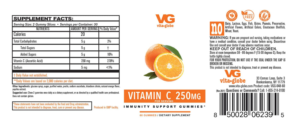 VITA GLOBE vegan non-GMO formula label emphasizes plant-based ingredients.