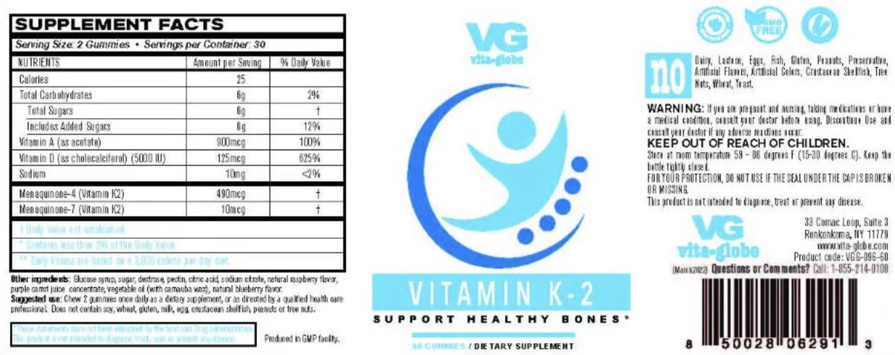 VITA GLOBE Vitamin K2 Gummies close-up showing chewy texture for easy daily use
