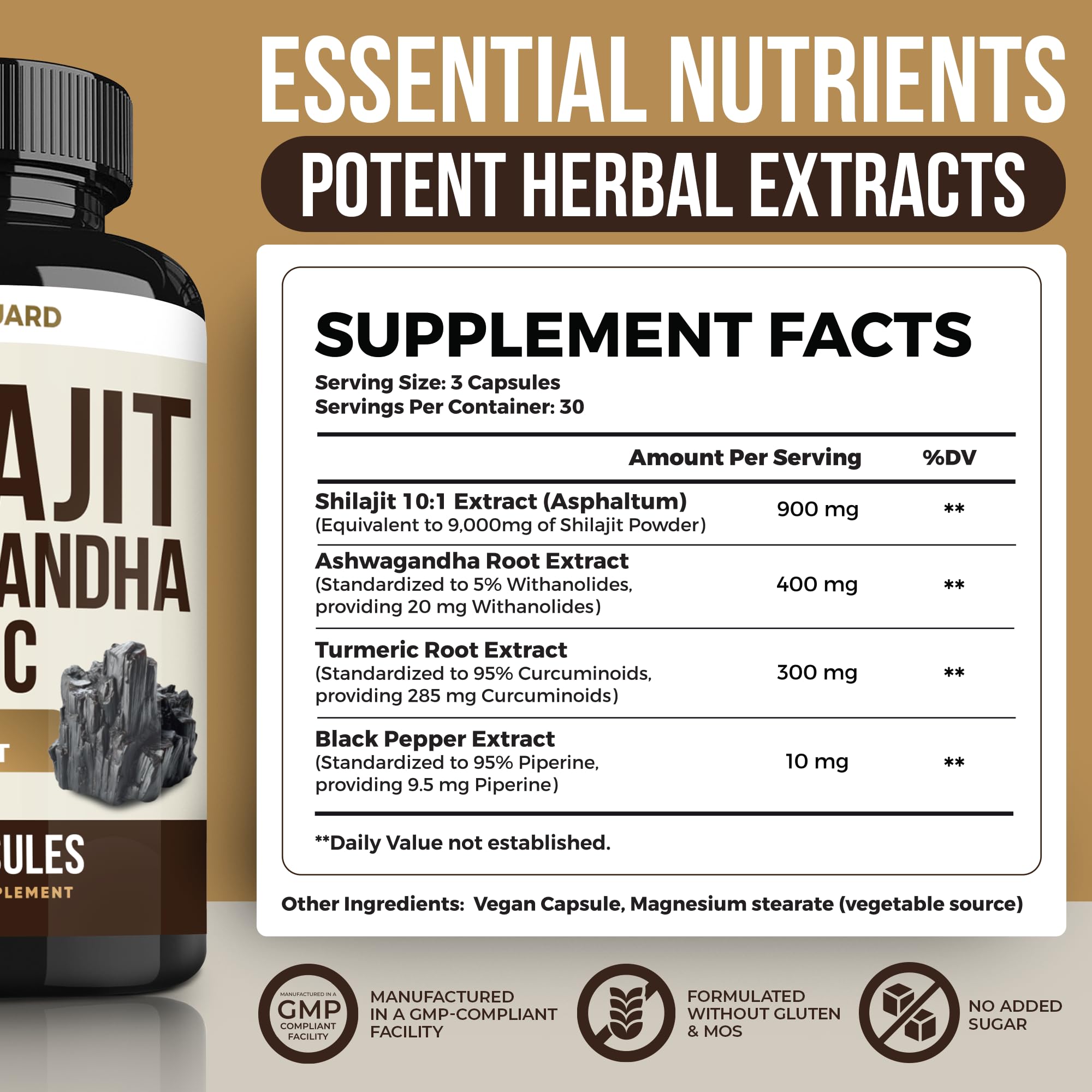 Vita Guard Ashwagandha Turmeric capsules close-up ideal for mood balance.