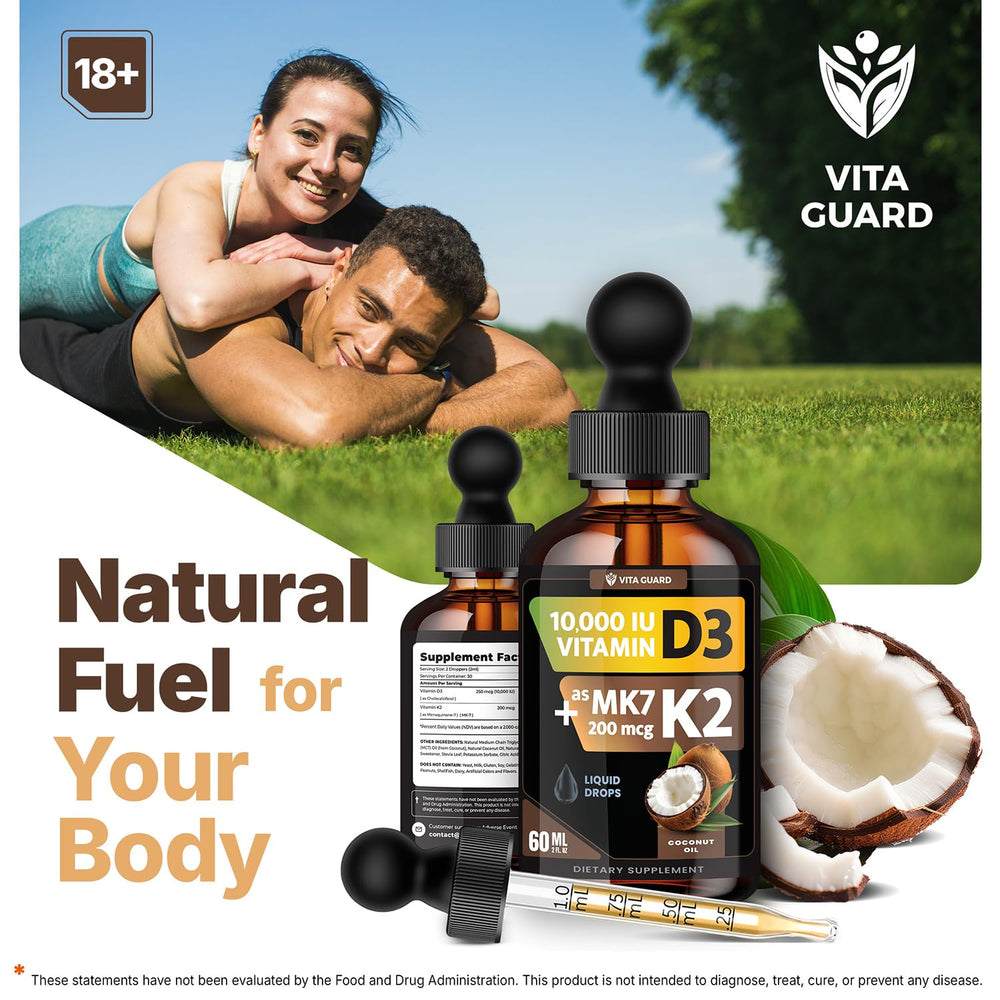 D3 K2 drops with clear dosage for convenient use.