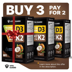 Vita Guard D3 K2 liquid drops dropper enables precise, fast absorption.