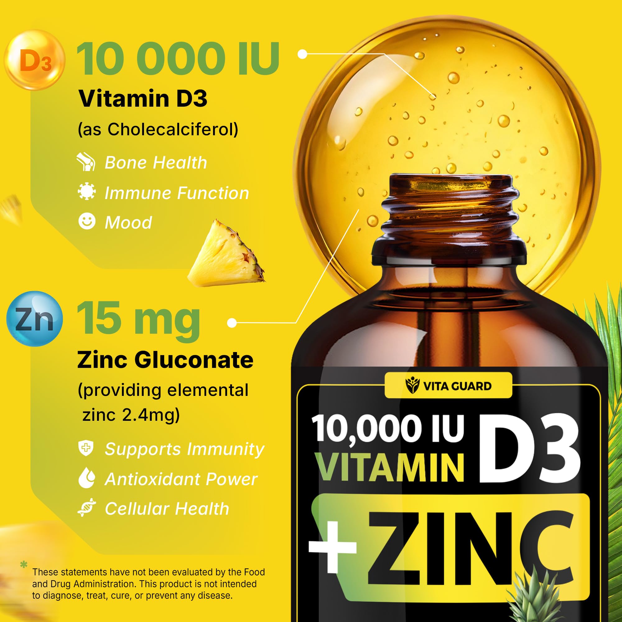 Liquid drops enable faster absorption for Vita Guard D3 Zinc