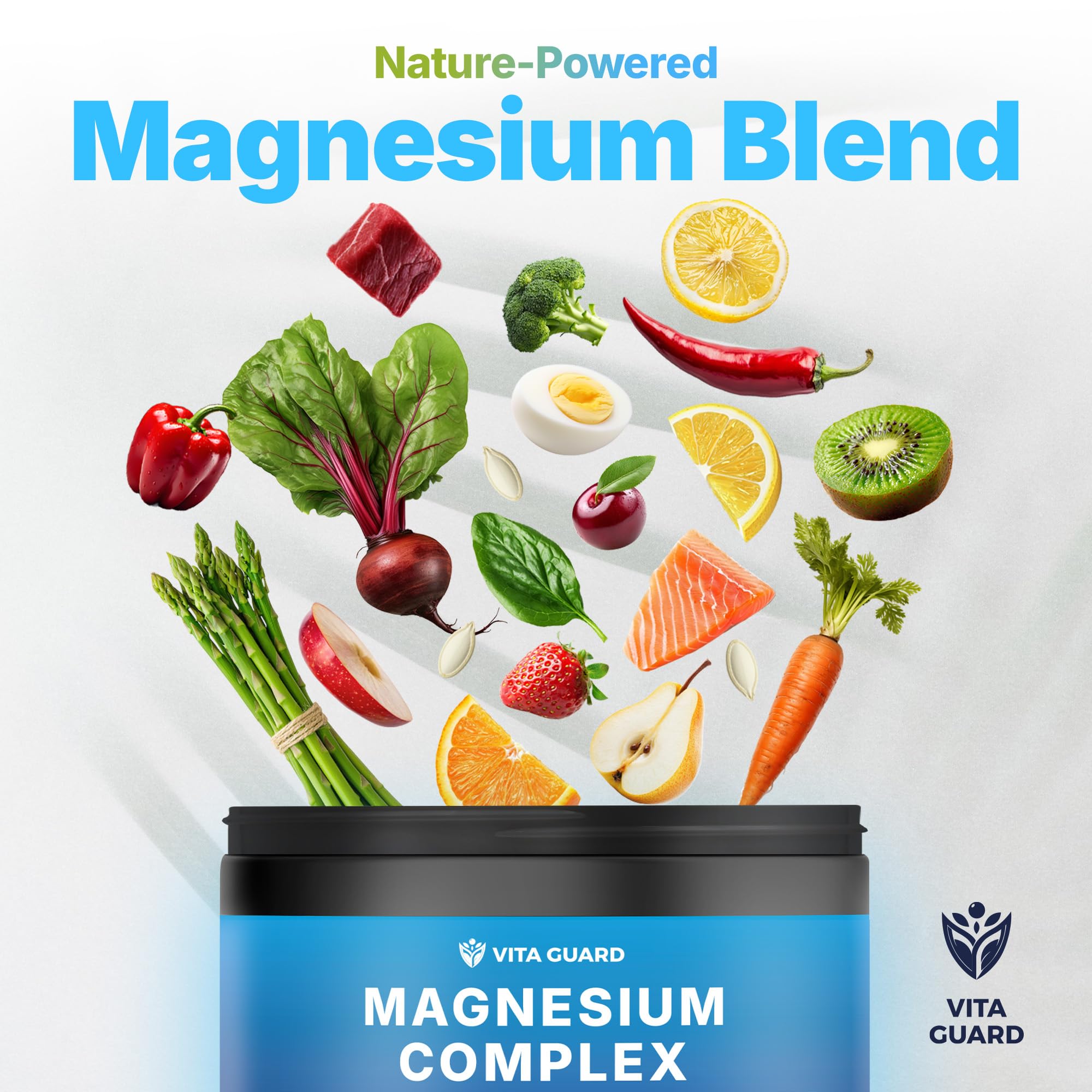Vita Guard Magnesium Complex top-view bottle highlighting compact capsule count