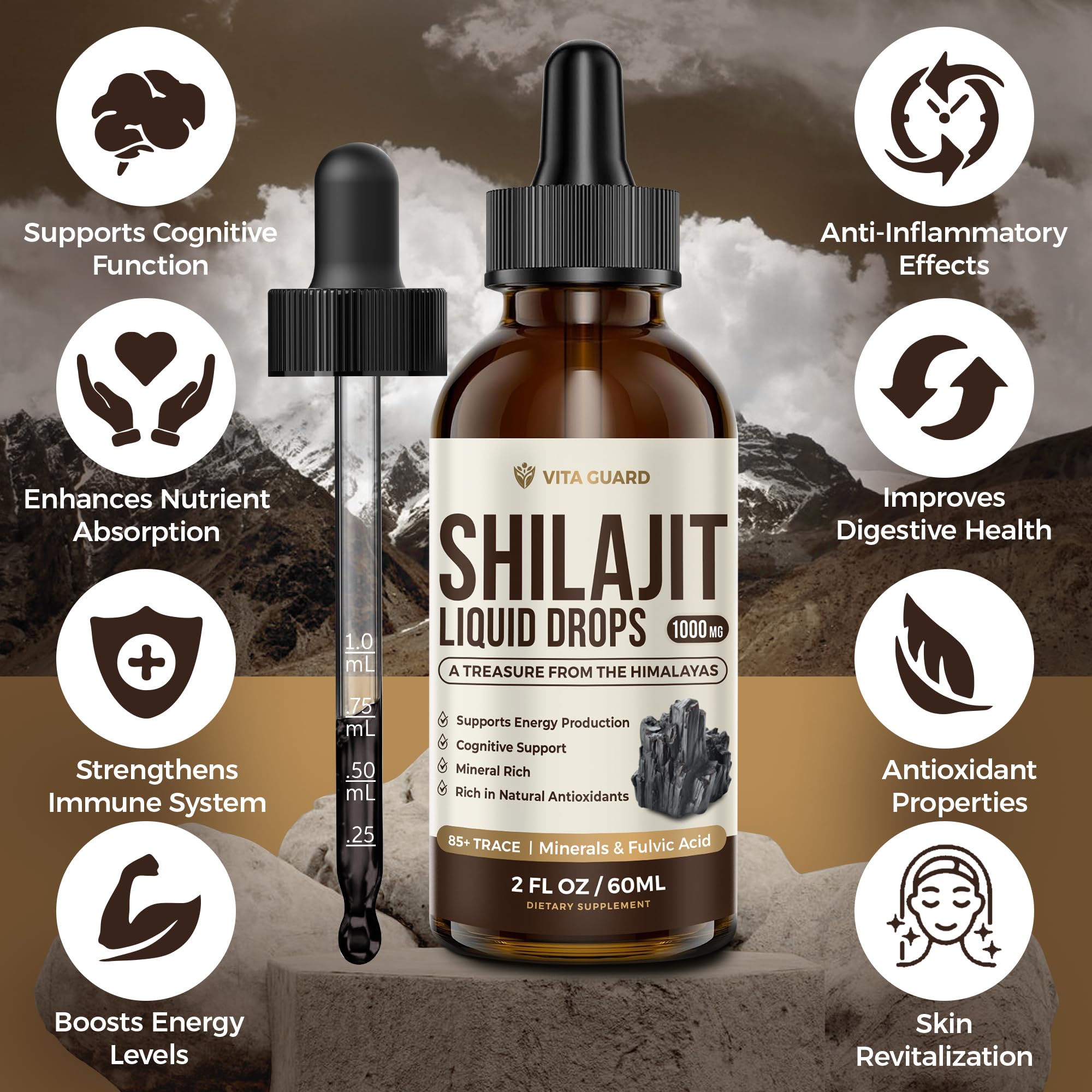 Drops added to tea with Vita Guard for vitality.
