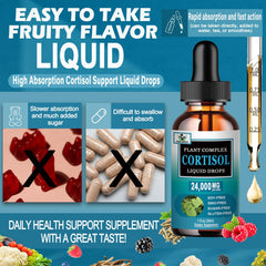 Close-up of Vita Letuo cortisol drops dropper in use.