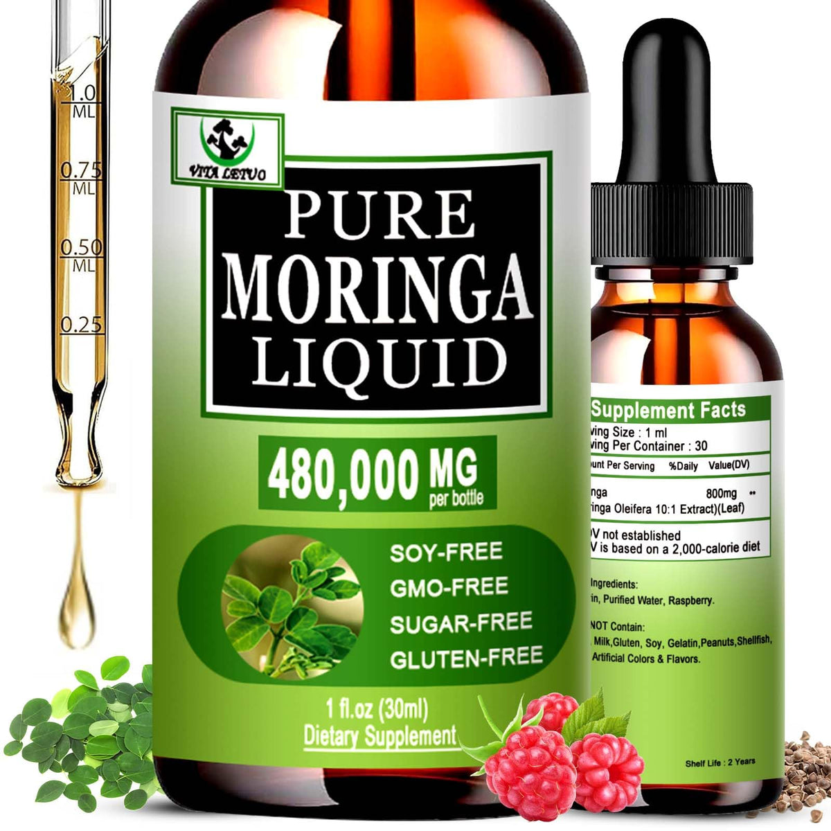 Vita Letuo Moringa liquid drops bottle for daily immune support.