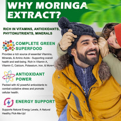 Vita Letuo Moringa liquid drops label highlighting organic extract and potency.