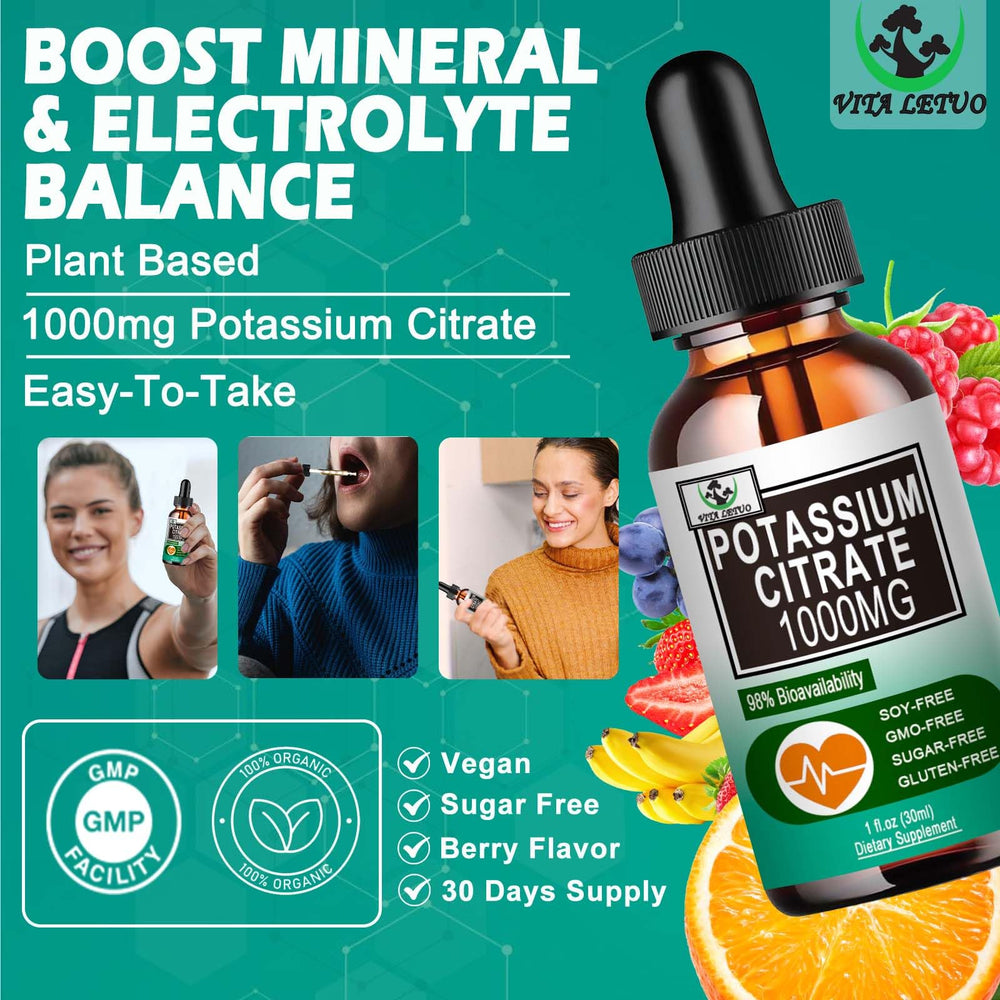 Vita Letuo potassium citrate drops label highlights 1000 mg per dose.