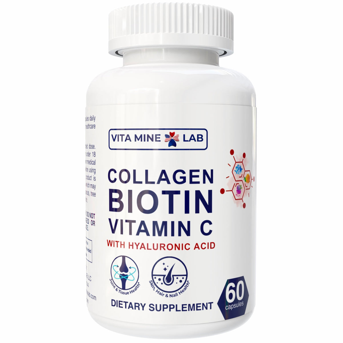VITA MINE LAB collagen bottle front for skin, hair, and nail wellness.
