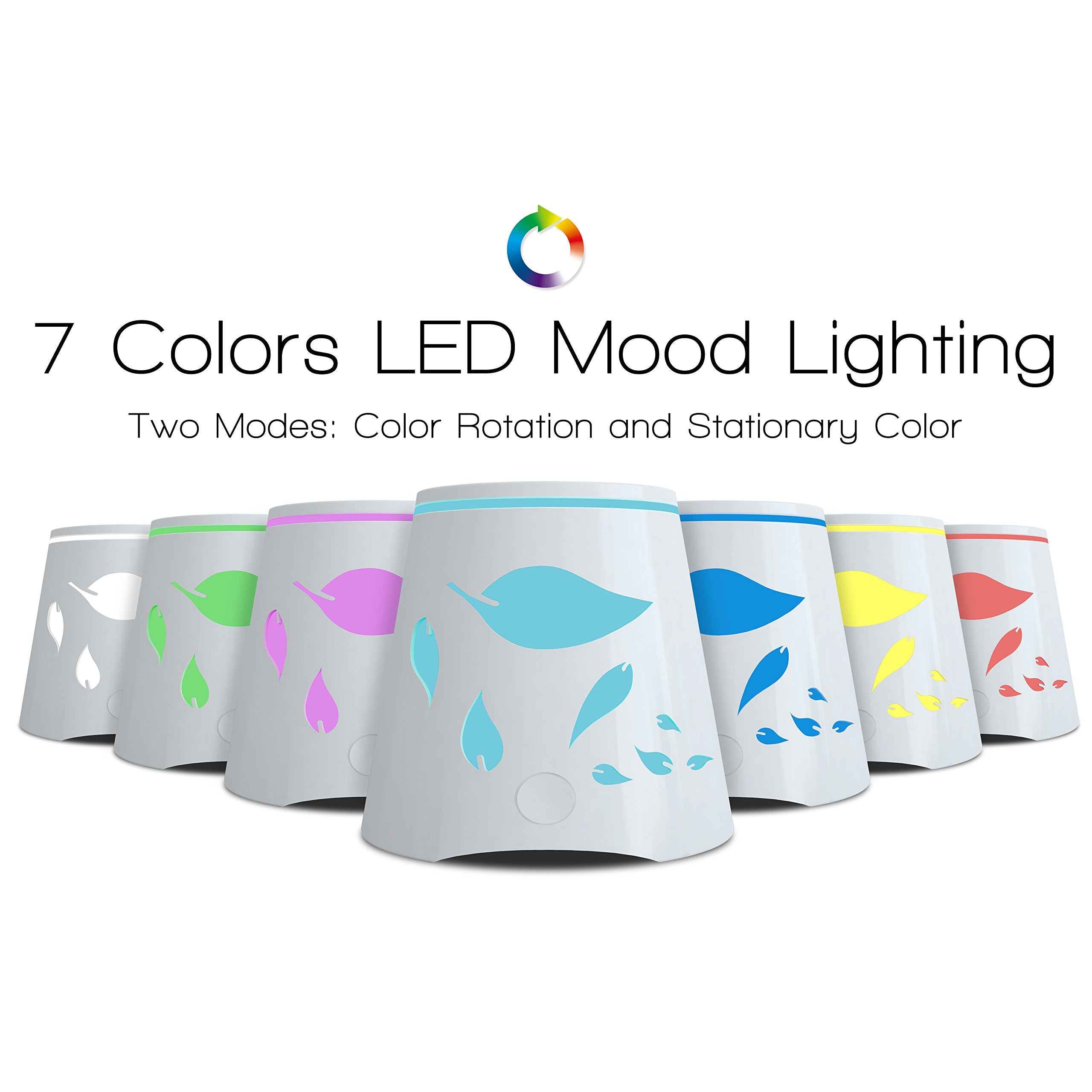 Vita Miracle diffuser with 7 color LED lights creating relaxing ambient mood.