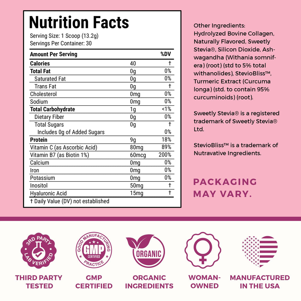 VITA-PCOS vanilla label closeup, naturally sweetened with Stevia