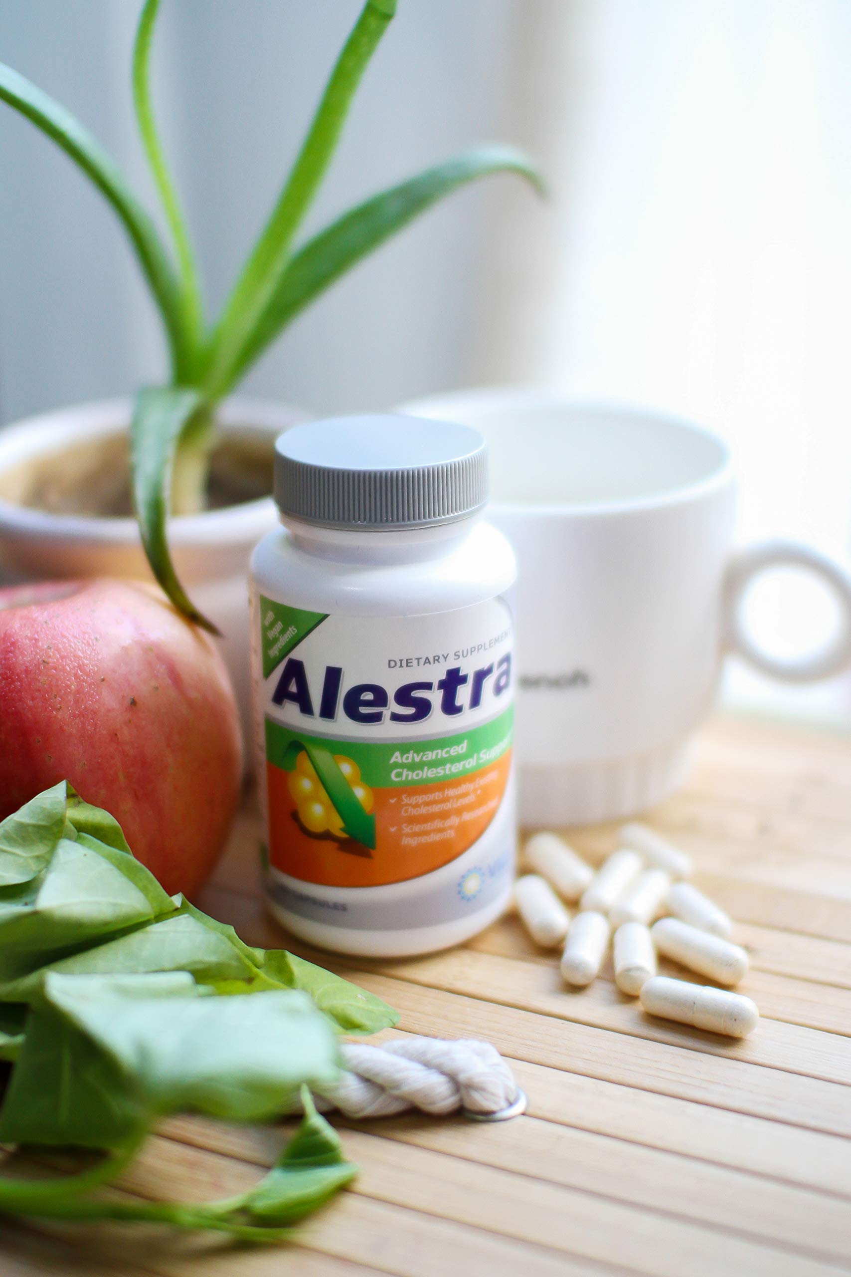 Vita Sciences Alestra bottle back label shown with supplement facts and certifications.