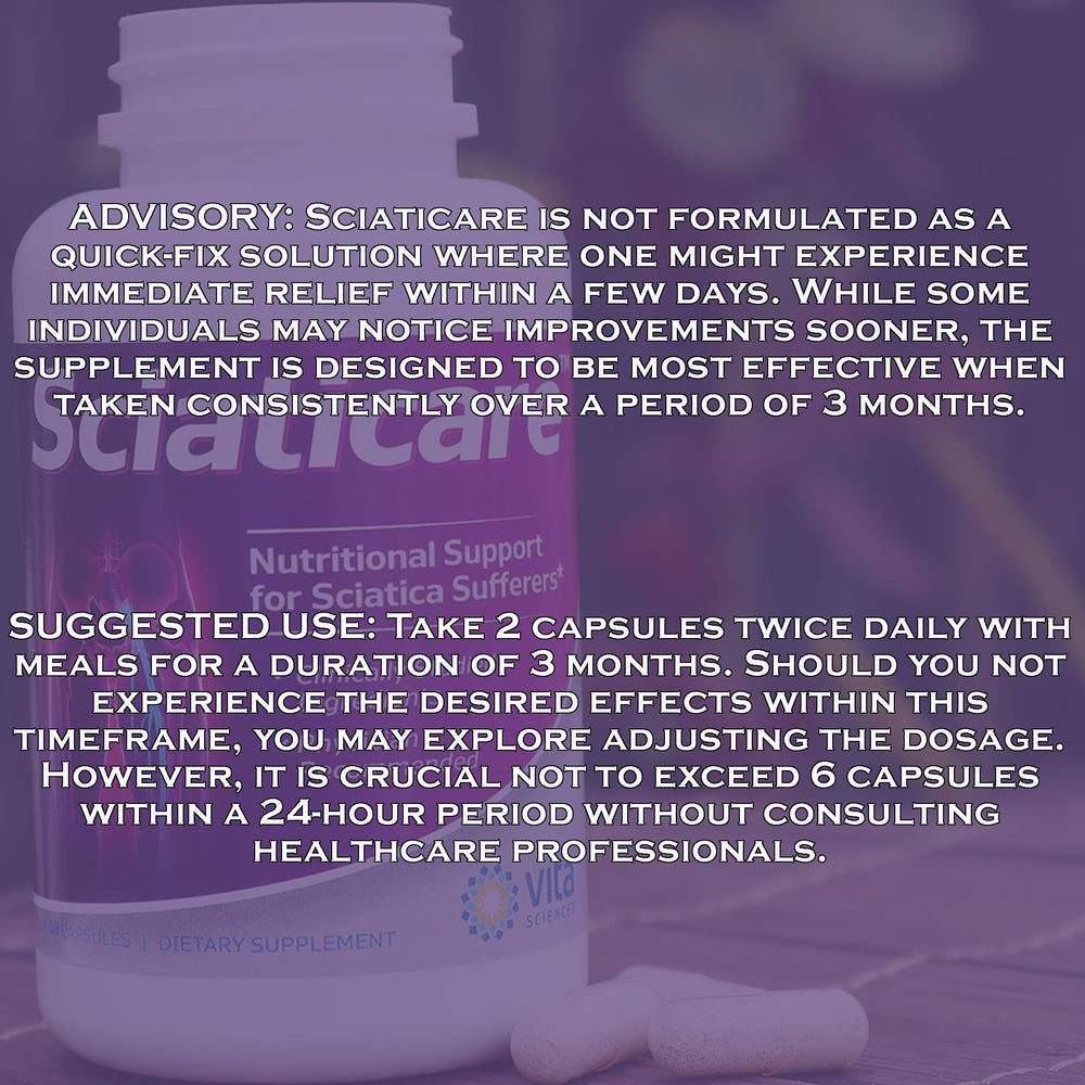 Vita Sciences Sciaticare label detail clarifies allergen-free formula