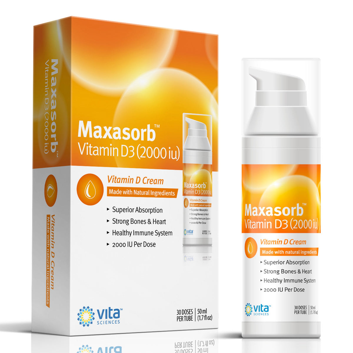 Vita Sciences Vitamin D3 Cream bottle for daily face and body moisturizer