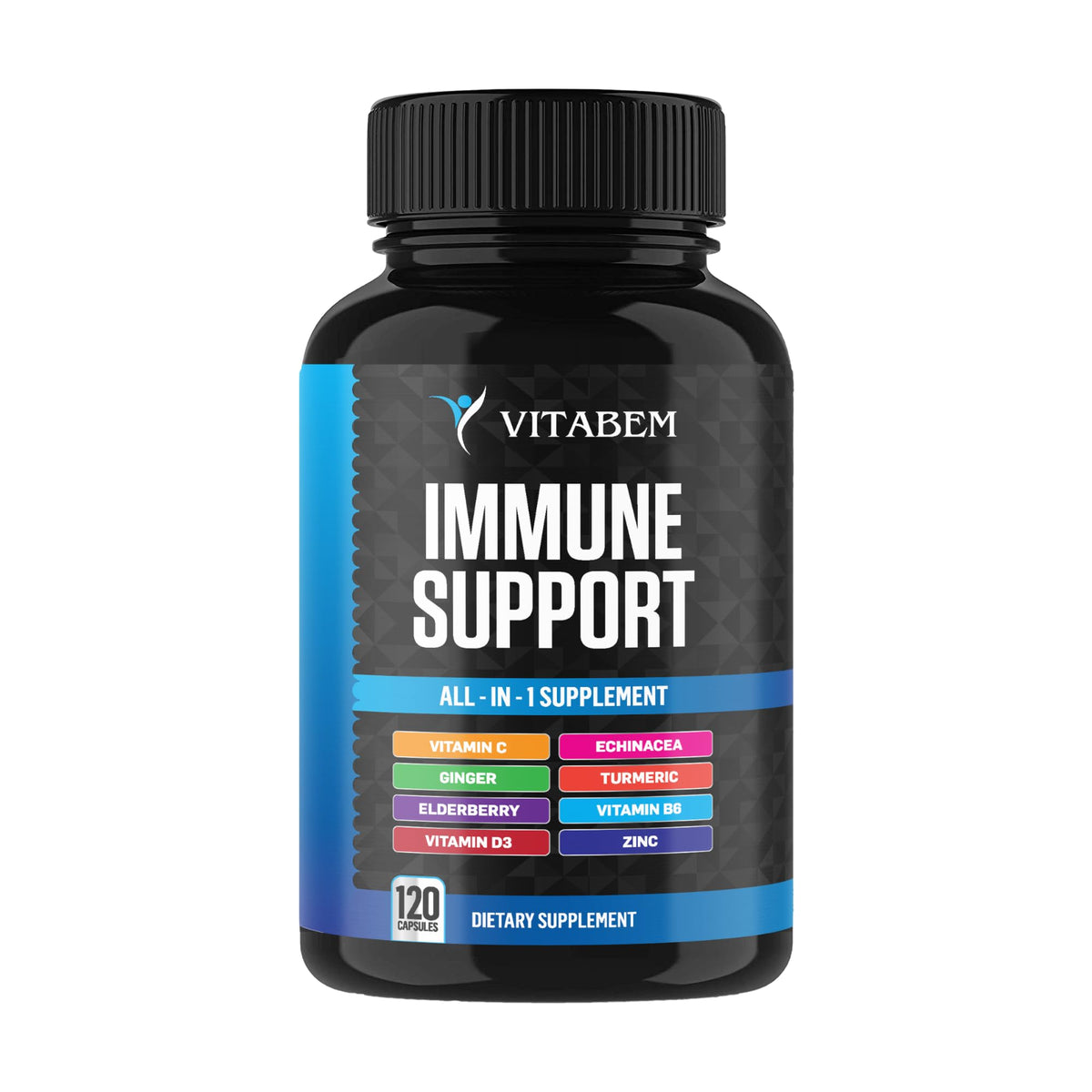 Vitabem 8-in-1 immunity gummy bottle with elderberry for daily antioxidant support.