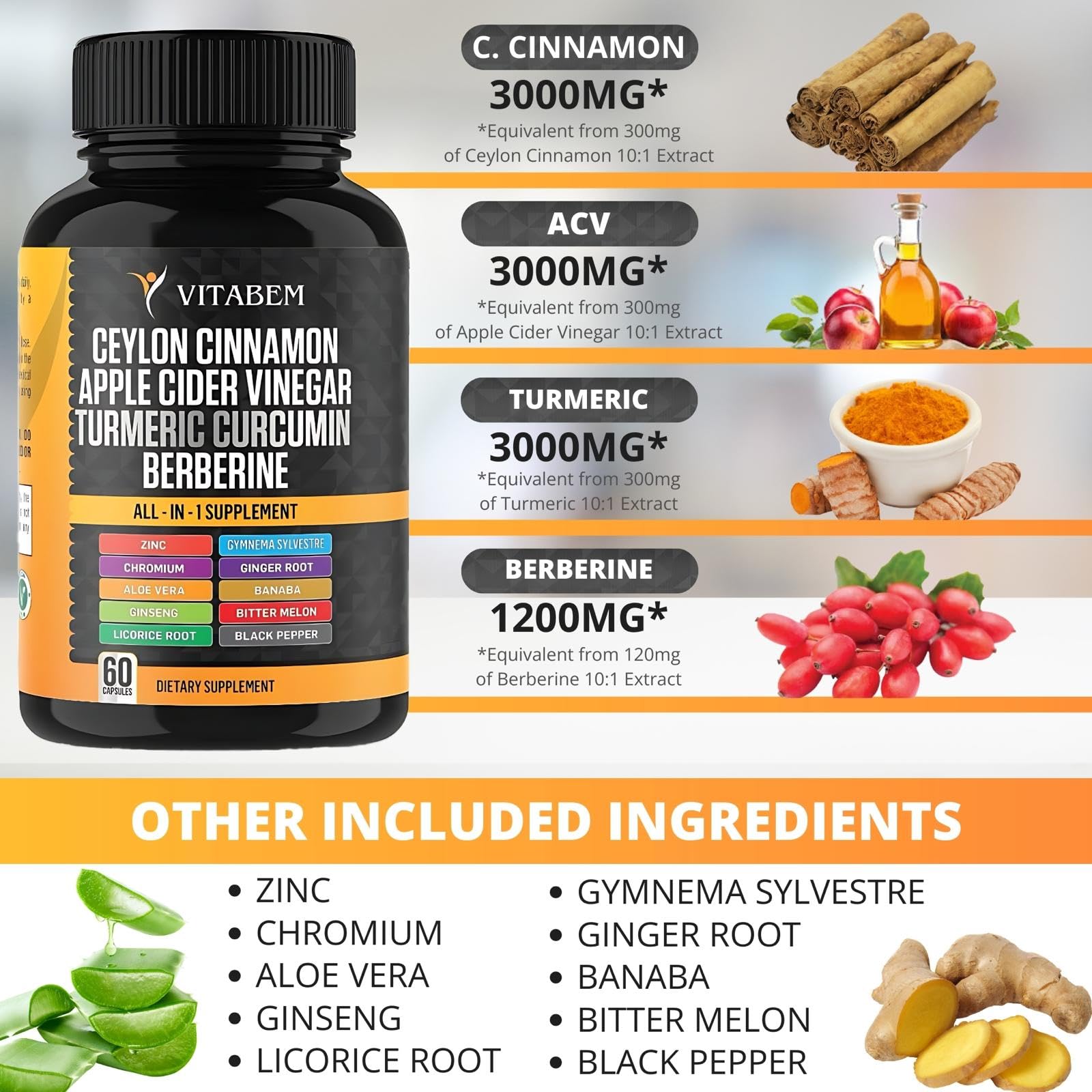 Vitabem Apple Cider Vinegar capsules bottle for convenient daily support