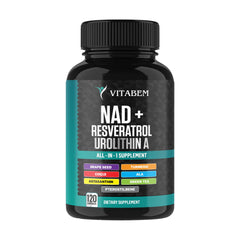 Vitabem NAD+ Plus bottle with dosing guide for consistency.