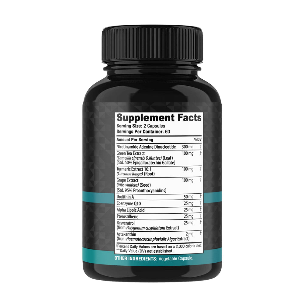 Vitabem NAD+ Plus ingredients label highlights antioxidant blend.