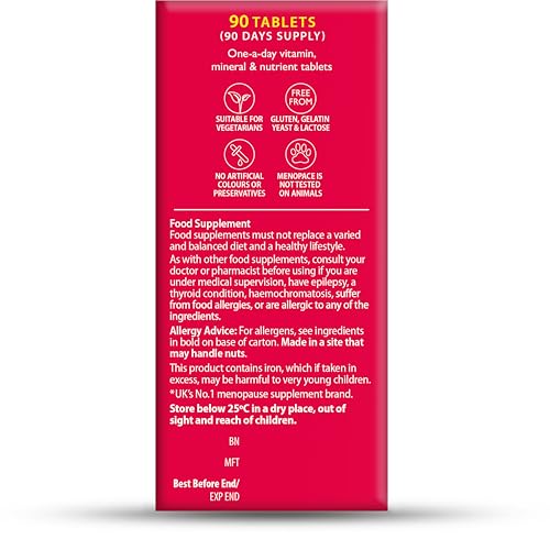 Vitabiotics Menopace no added salt label on carton.