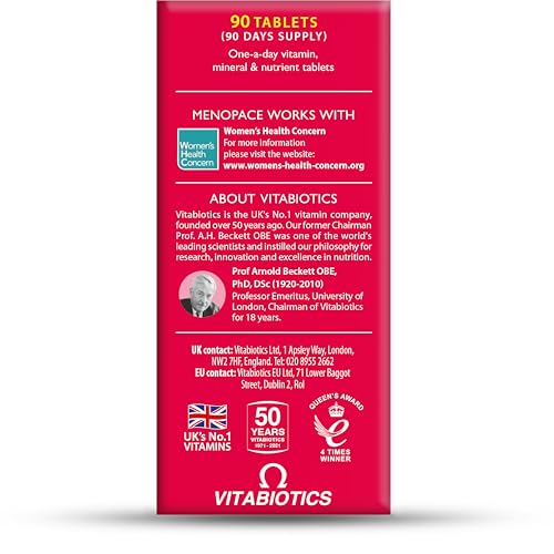 Vitabiotics Menopace vegetarian-friendly icon on packaging.