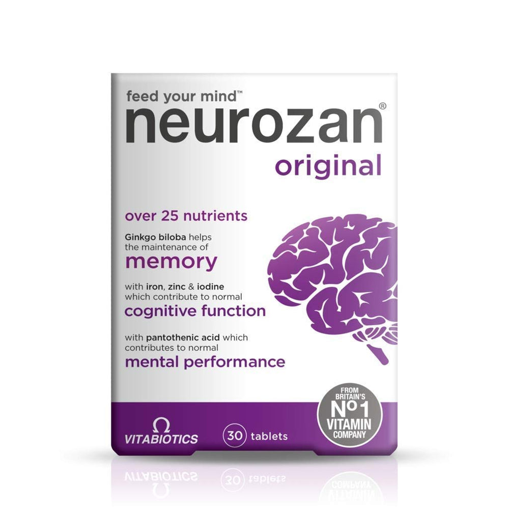 Vitabiotics Neurozan capsules bottle for daily cognitive support.