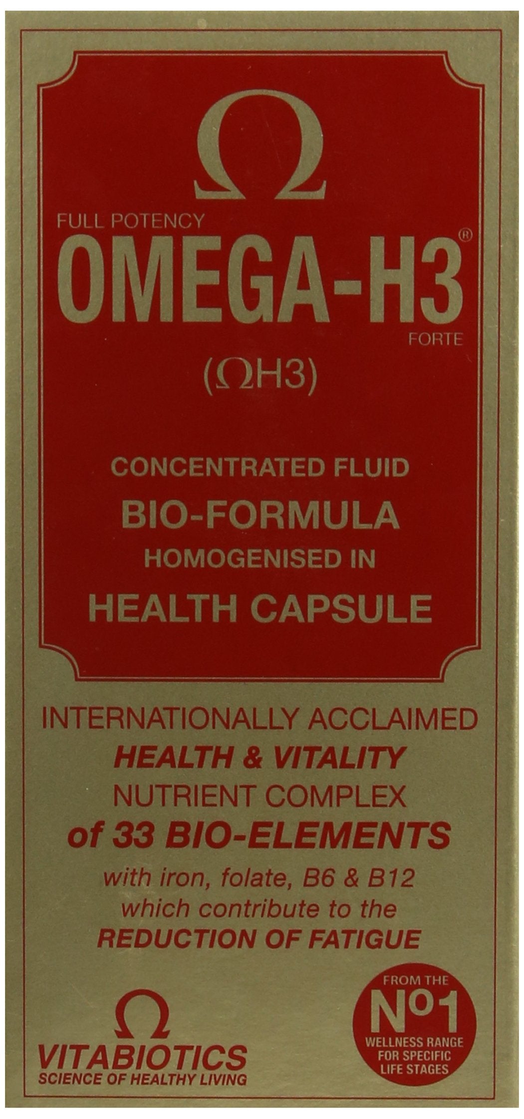 Vitabiotics Omega-H3 bottle front view for daily nutrient support